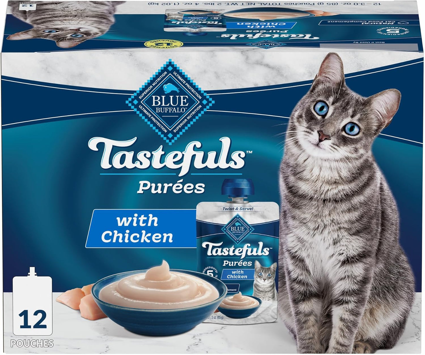 Blue Buffalo Tastefuls Pures Variety Pack Wet Cat Food Complement (Chicken & Tuna) Made with Natural Ingredients, for All Life Stages, 3-oz. Resealable Pouches (12 Count) - Image 12