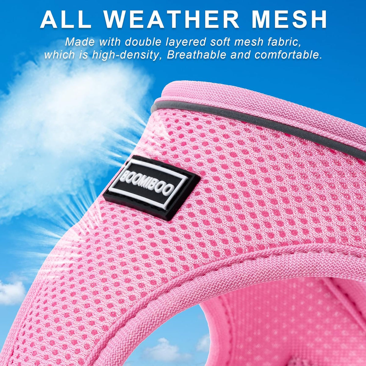 BOOMIBOO reflective safety pet harness under low light conditions