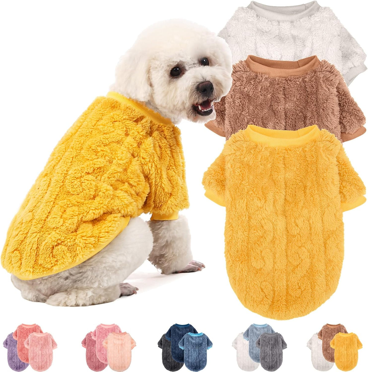 Dog Sweater, 3 Pack Dog Sweaters for Small Dogs or Cats, Girl or Boy, Warm Dog Clothes Shirt Coat for Winter Christmas (Blue, Dark Blue, Grey, Medium) - Image 10