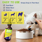Dosing instructions and dropper application details for pet yeast relief