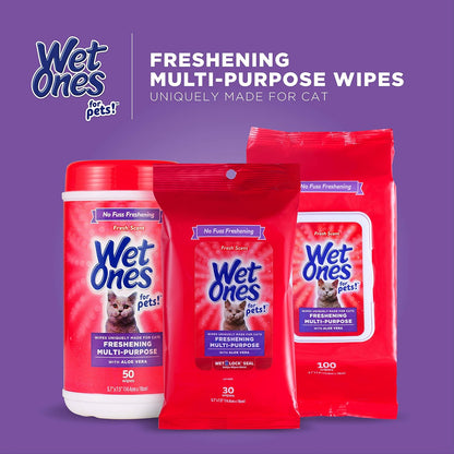 Wet Ones for Pets Freshening Multipurpose Wipes for Cats with Aloe Vera, Fresh Scent - Easy to Use Cat Cleaning Wipes for Pet Grooming in Canister, 50 Count - 3 Pack - Image 9