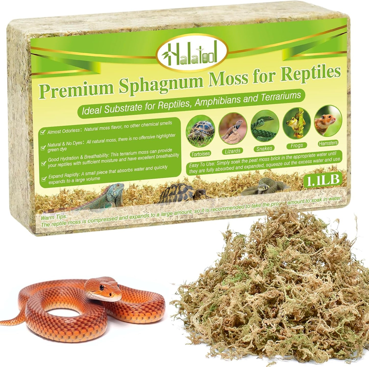 Halatool 6OZ Natural Sphagnum Moss Substrate for Reptiles - Terrarium Bedding with 72H Moisture Retention, Safe for Bearded Dragons, Geckos & Snake Shedding - Image 10