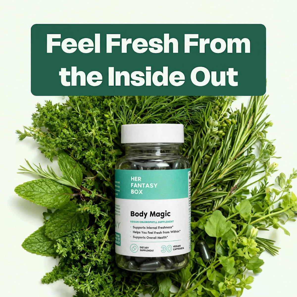 Her Fantasy Box | Body Magic | Chlorophyll Capsules - 30 Vegan Capsules for Detox, Digestion, Gut Health, Skin Support, and Oily Skin - Natural Energy Booster - Image 8