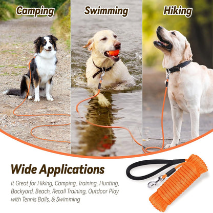 Lynxking heavy duty dog training line being used for distance recall in an open field.