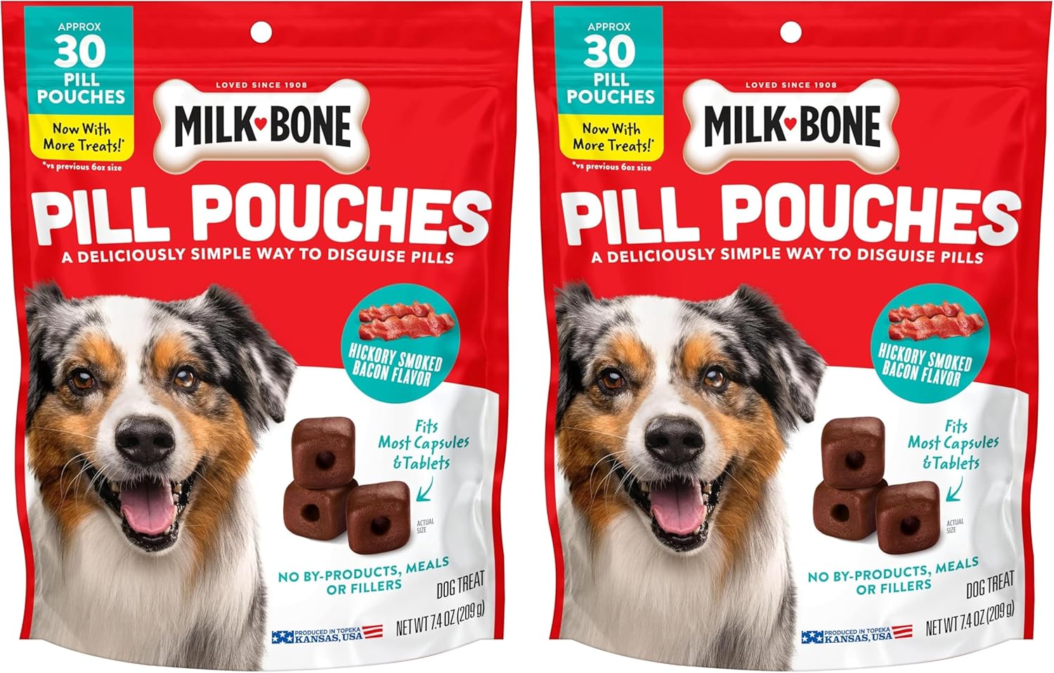 Thirty count bag of authentic Milk-Bone pill hiders for multi-size dog breeds.