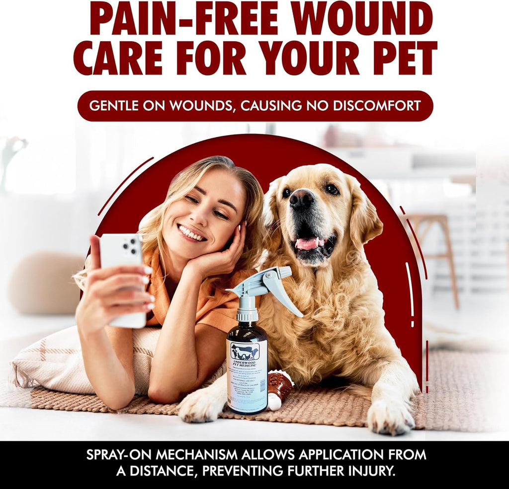 Application of Underwood wound spray and baking powder