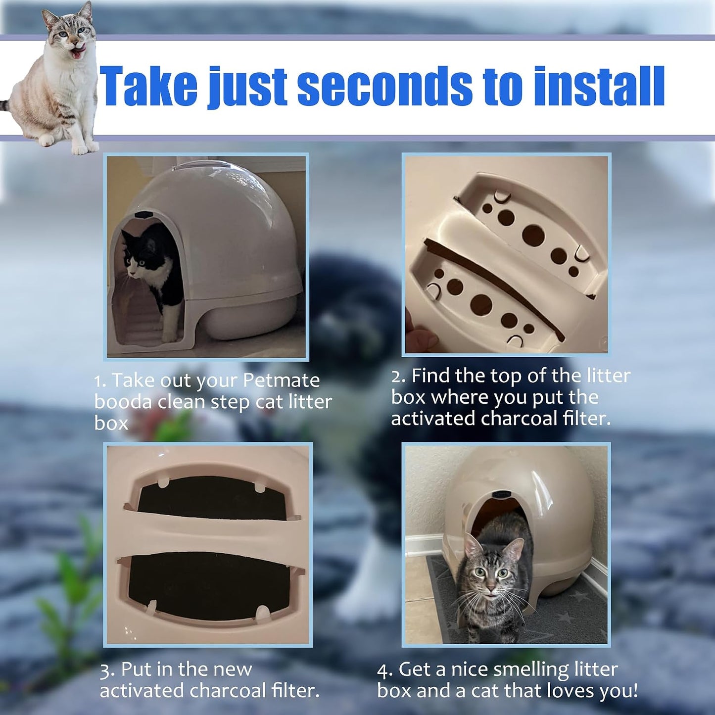 PurifyLogix multi pack cat litter box replacement filters for moisture and damp control