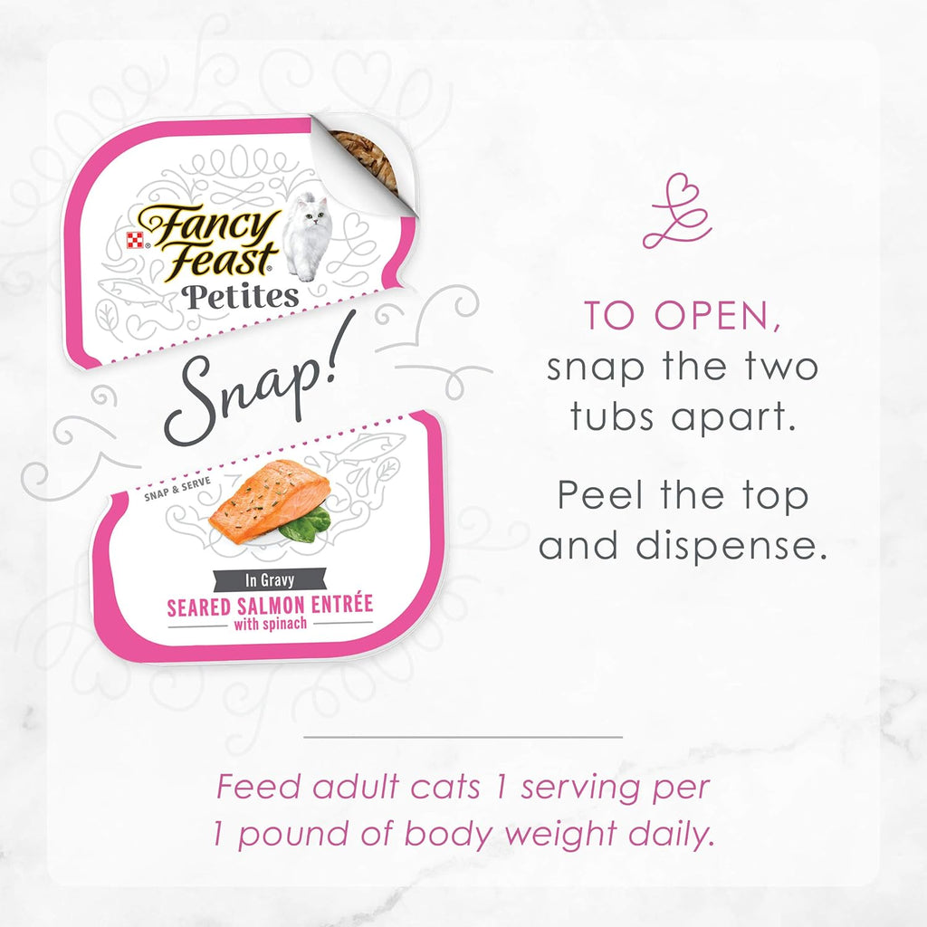 Serving suggestion of Fancy Feast Petites salmon entree in a bowl