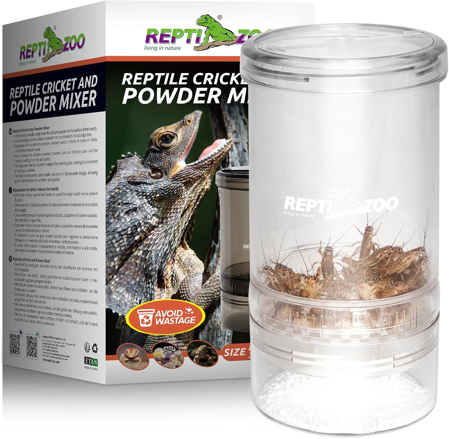 Repti Zoo Reptile Cricket Calcium Powder Mixer front view