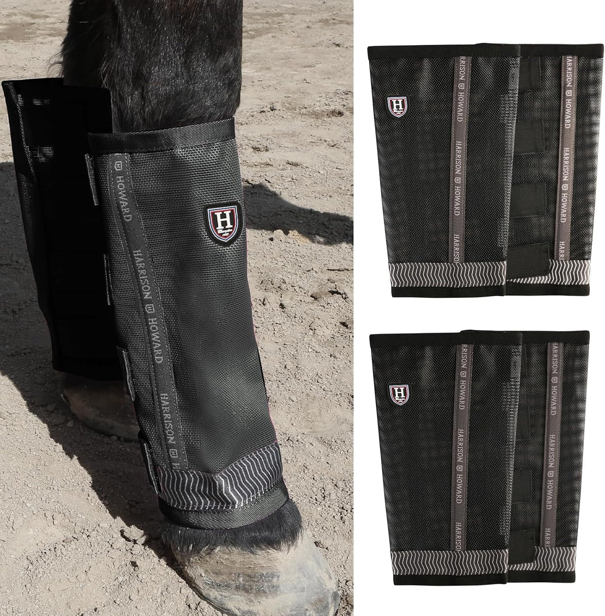 Harrison Howard Loose-Fitting Horse Fly Boots UV-Protective, Durable Fine Mesh Leggins with Reflective Strips (Set of 4) - Image 9