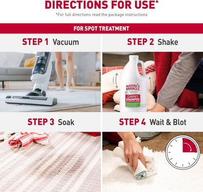 Nature's Miracle pet stain remover showing instructions for use