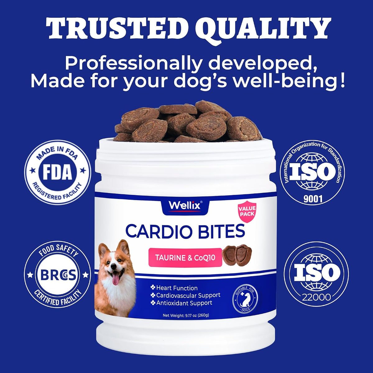Wellix 260g Cardio Taurine for Dogs - Heart Supplements for Dog Chews with CoQ10,Fish Oil,L-Carnitine - Senior Heart Health and Cardiovascular & Antioxidant Support - Image 9