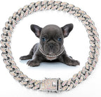 LEIFIDE Dog Chain Collar Diamond Link Puppy Collar 12 mm Wide Dog Necklace Metal Cat Chain Pet Crystal Necklace Jewelry Accessories for Small Medium Large Pet(8 Inch,Rose Gold, Pink) - Image 9