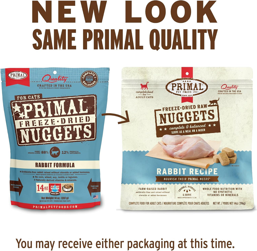 Primal rabbit formula cat food bag back view