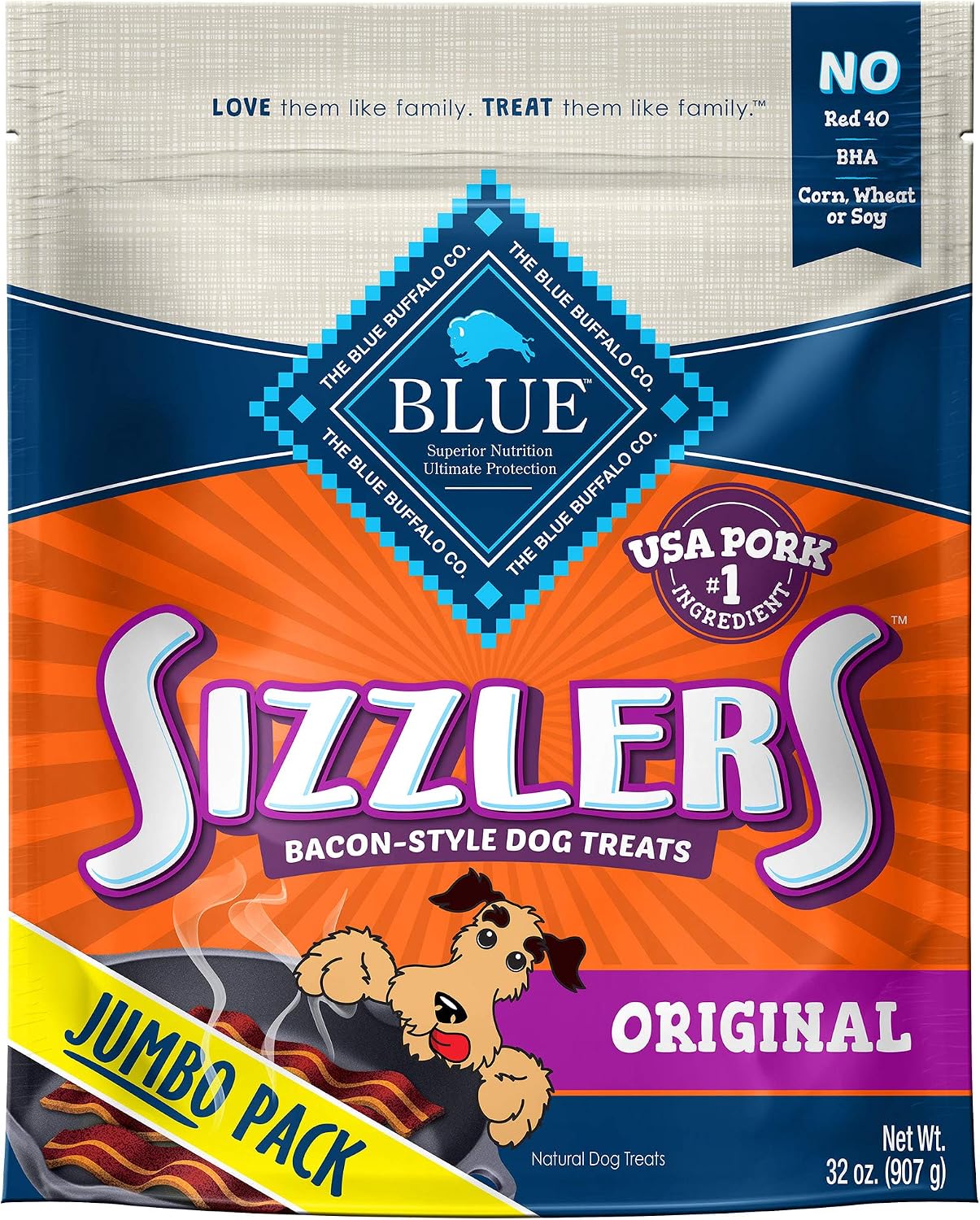 Blue Buffalo Sizzlers Natural Soft Dog Treats, Bacon-Style Soft-Moist Dog Treats with Real USA Pork, Original Flavor, 6-oz Bag - Image 13