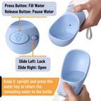 Mr. Pen travel puppy water dispenser showing the blue foldable drinking trough