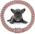 Leifide diamond link dog chain collar in rose gold front view