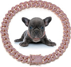 Leifide diamond link dog chain collar in rose gold front view