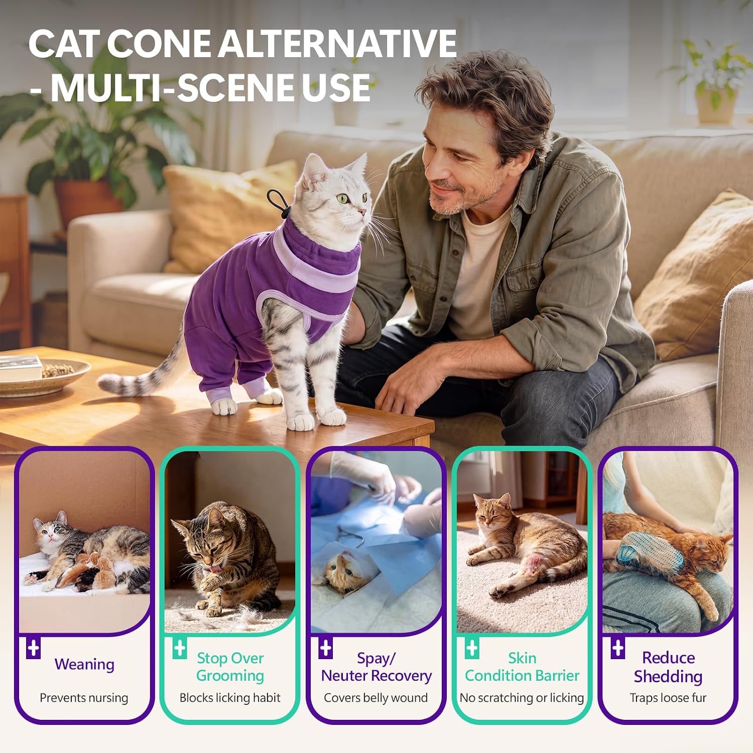 OUOBOB cat onesie used as cone alternative for surgery