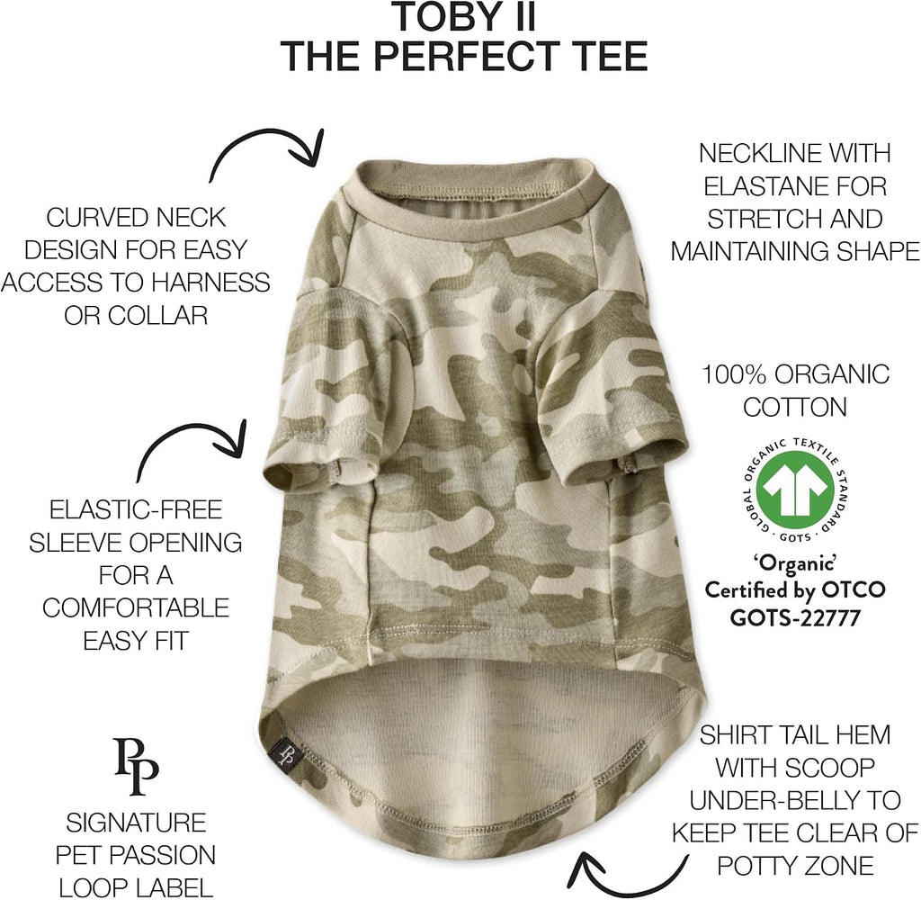 Pet Passion organic cotton dog shirts sage camo print