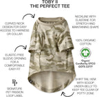 Pet Passion organic cotton dog shirts sage camo print
