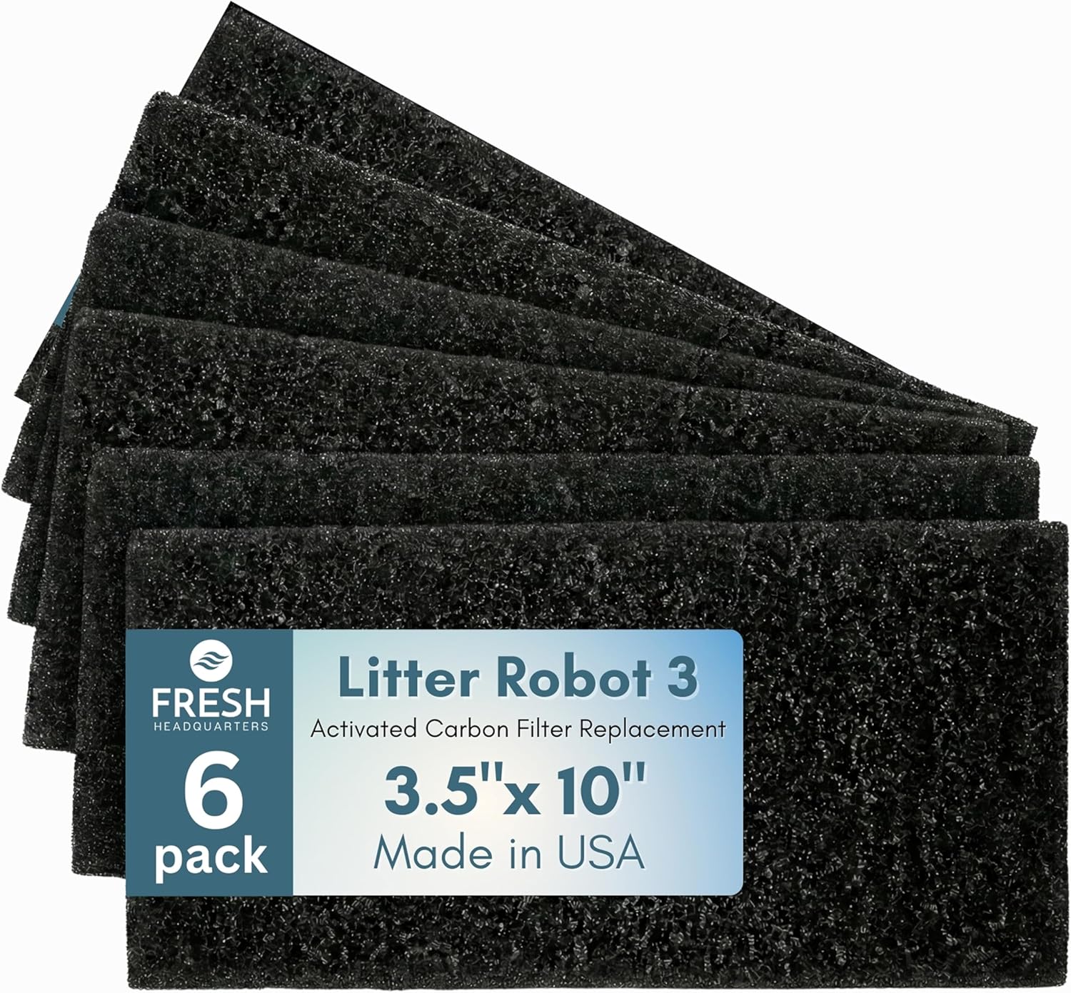 Fresh Headquarters Pre-Cut Activated Charcoal Filter - Compatible with Litter Robot 5, Evo and Litter Robot 4 Carbon Filters for Odor Control, Deodorizer & Dust Reduction Made in USA - 6-Pack - Image 9