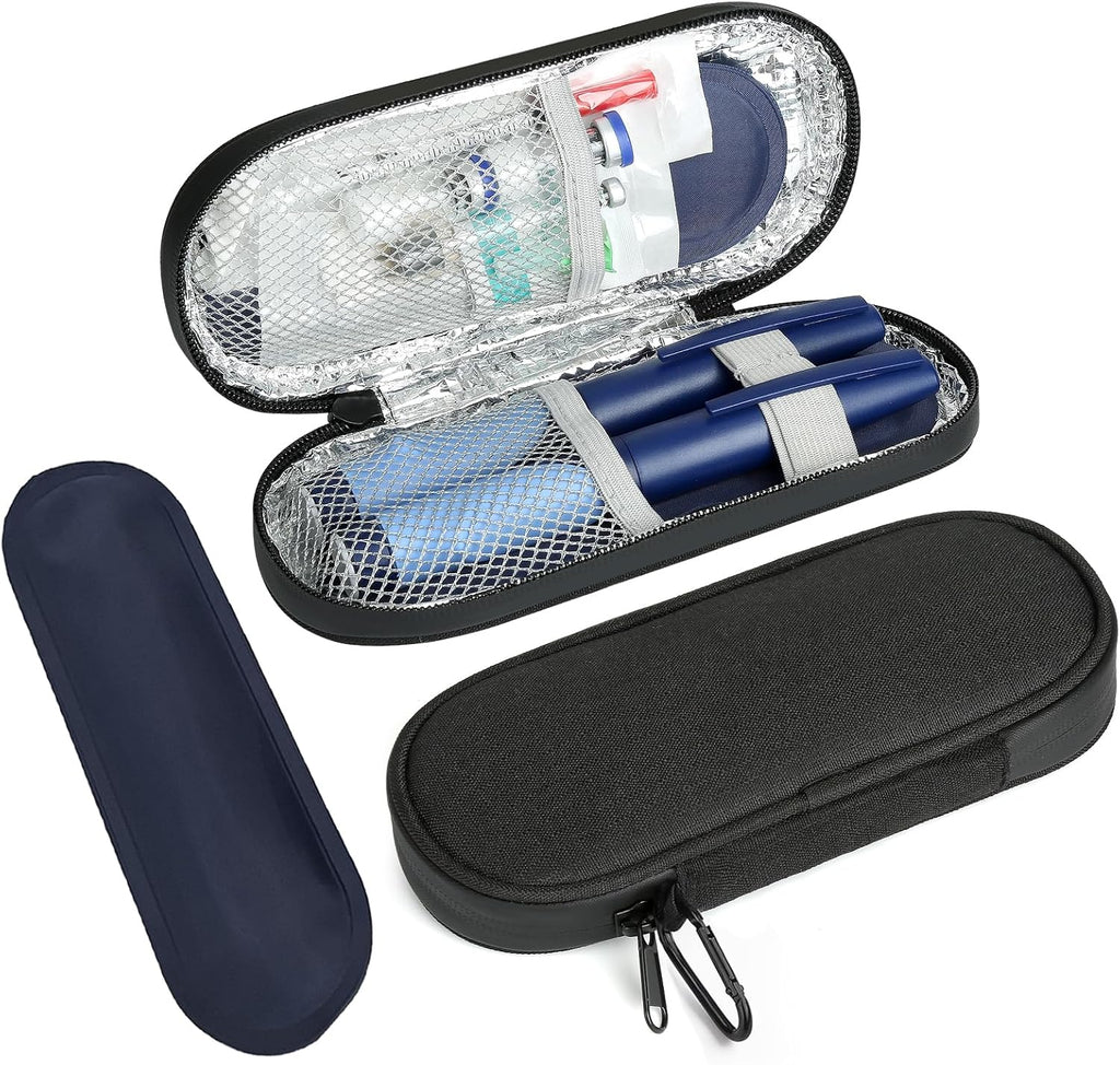 BLK8IGHT insulin pen cooler travel case front view black portable medical bag