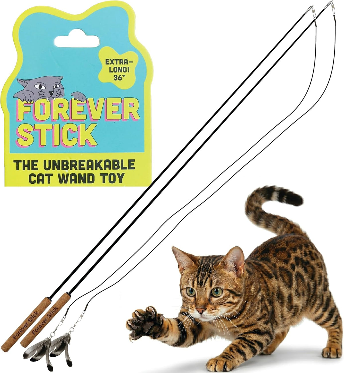 Forever Stick - The Unbreakable Cat Wand Toy, Durable Cat Toy Wand, Extra Long Cat String Toy, Cat Fishing Pole Toy for Bored Indoor Adult Cats, Cat Stick Toy, Cat Feather Wand, Cat Teaser Wand - Image 12