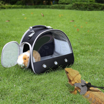 Leopard Gecko Portable Carrier with Leather Harness and Leash Set,Small Animal Travel Cage with Transparent Window,Lizard Carrier for Hamster Rabbit Gerbil Hedgehog Sugar Glider - Image 7