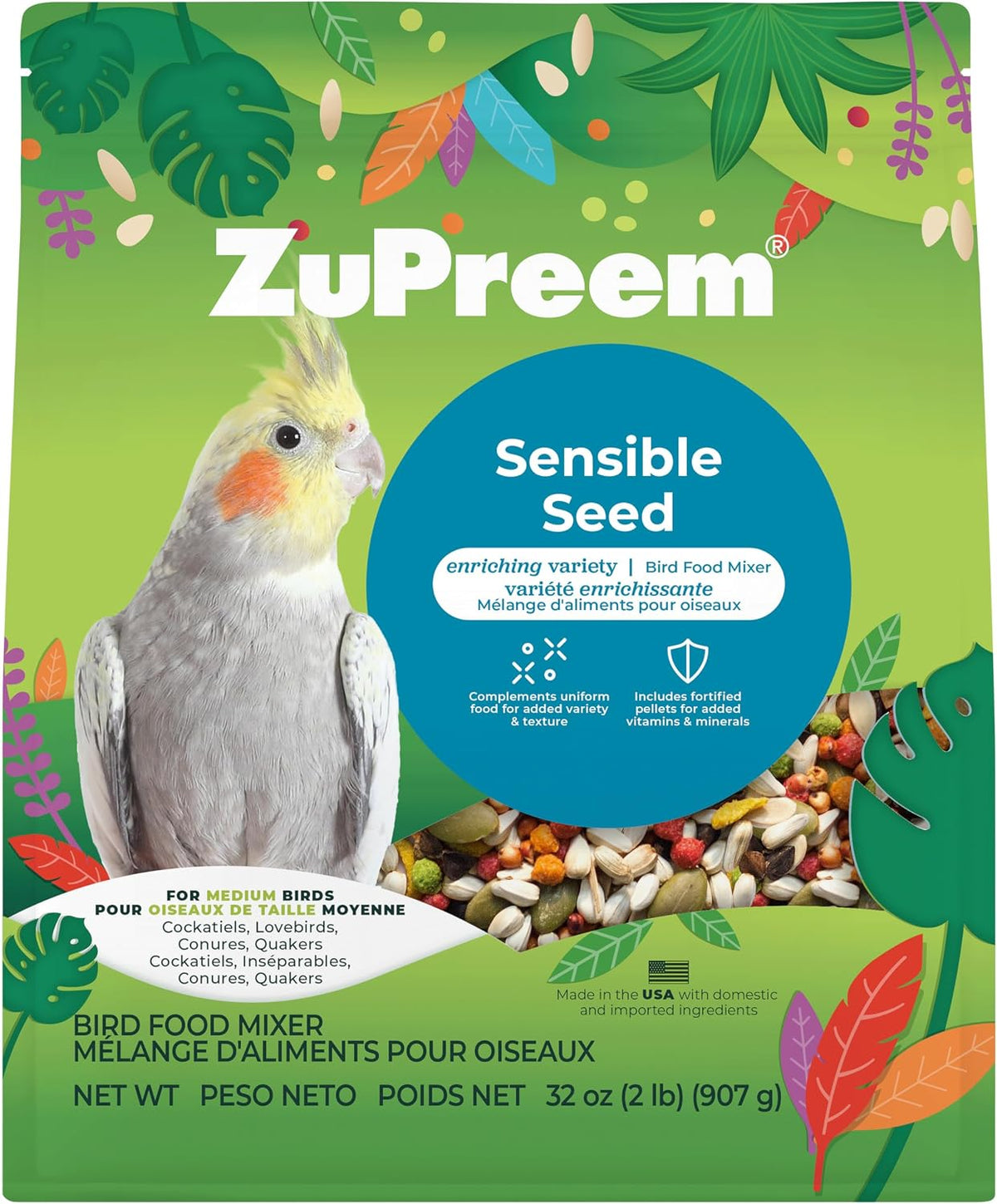 ZuPreem FruitBlend Bird Food, Bird Feed Pellets for Cockatiels, Lovebirds, Quakers, Small Conures & Lorikeets, Core Nutrition with Natural Fruit, Cockatiel Food, Conure Feed, (Medium, 2 lb Bag) - Image 15