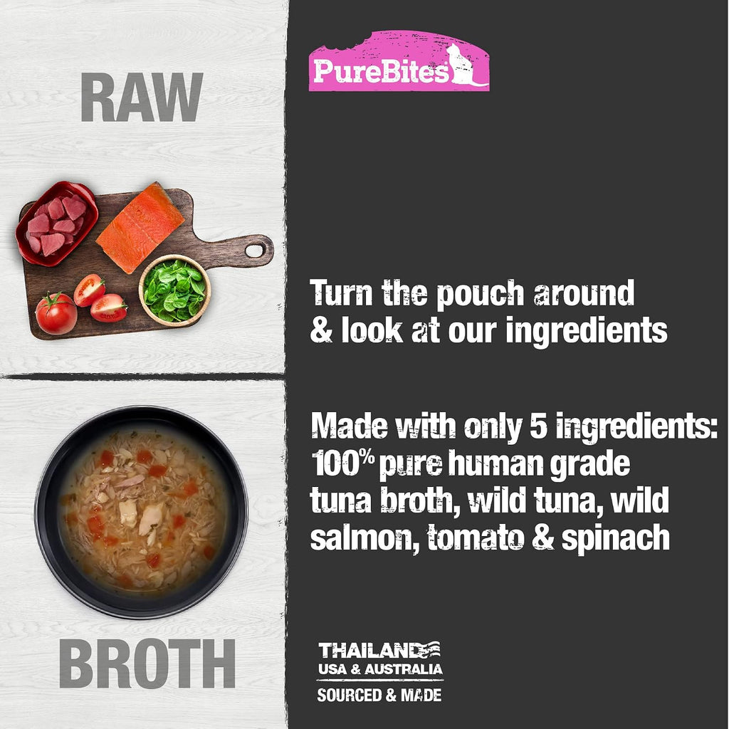 PureBites cat broth being poured over food as a delicious topper