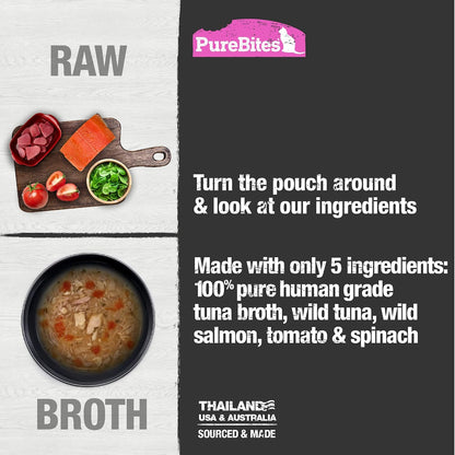 PureBites cat broth being poured over food as a delicious topper