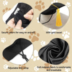 Adjustable knit fabric dog graduation gown back view detail