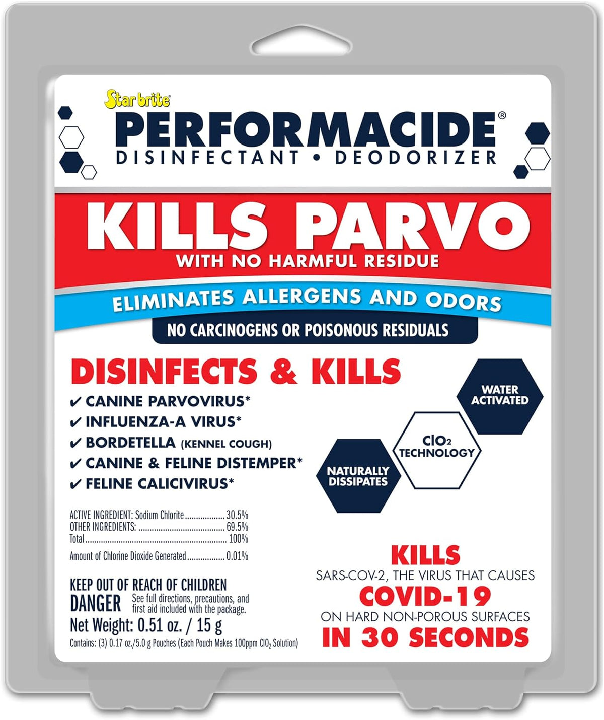 Star Brite Performacide packaging box showing pathogen control details