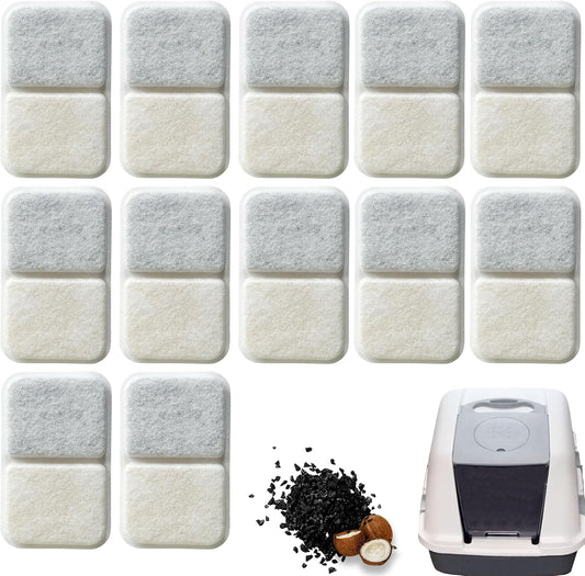 TeurWone activated charcoal litter box filters pack front view premium pet odor control