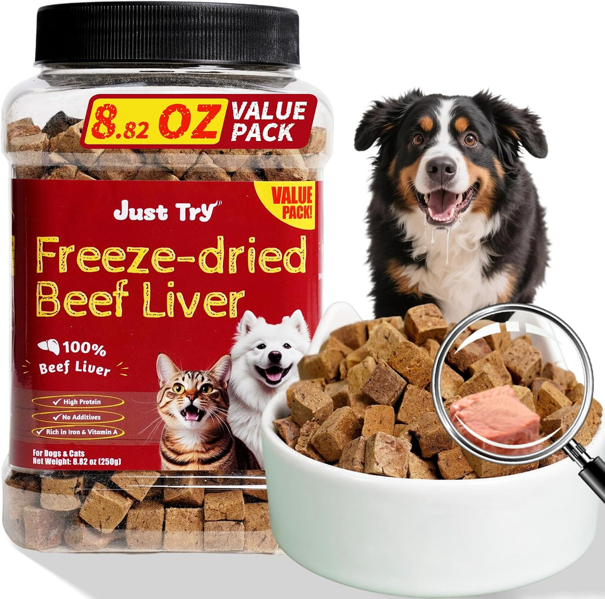 Just Try 7.05 oz Freeze Dried Chicken Cat & Dog Treats Food Topper Raw Single Ingredient High Protein Grain Free Healthy Dog Training Treats - Image 12