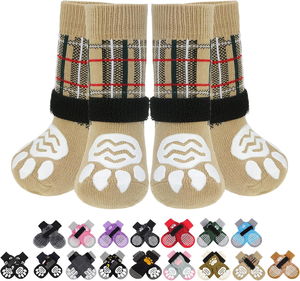 PUPTECK Anti Slip Dog Socks with Double Grippers for Hardwood Floors, Shoes for Hot/Cold Pavement, Boots & Paws Protectors to Prevent Licking, Traction Booties for Senior Small Large Dogs - Image 14