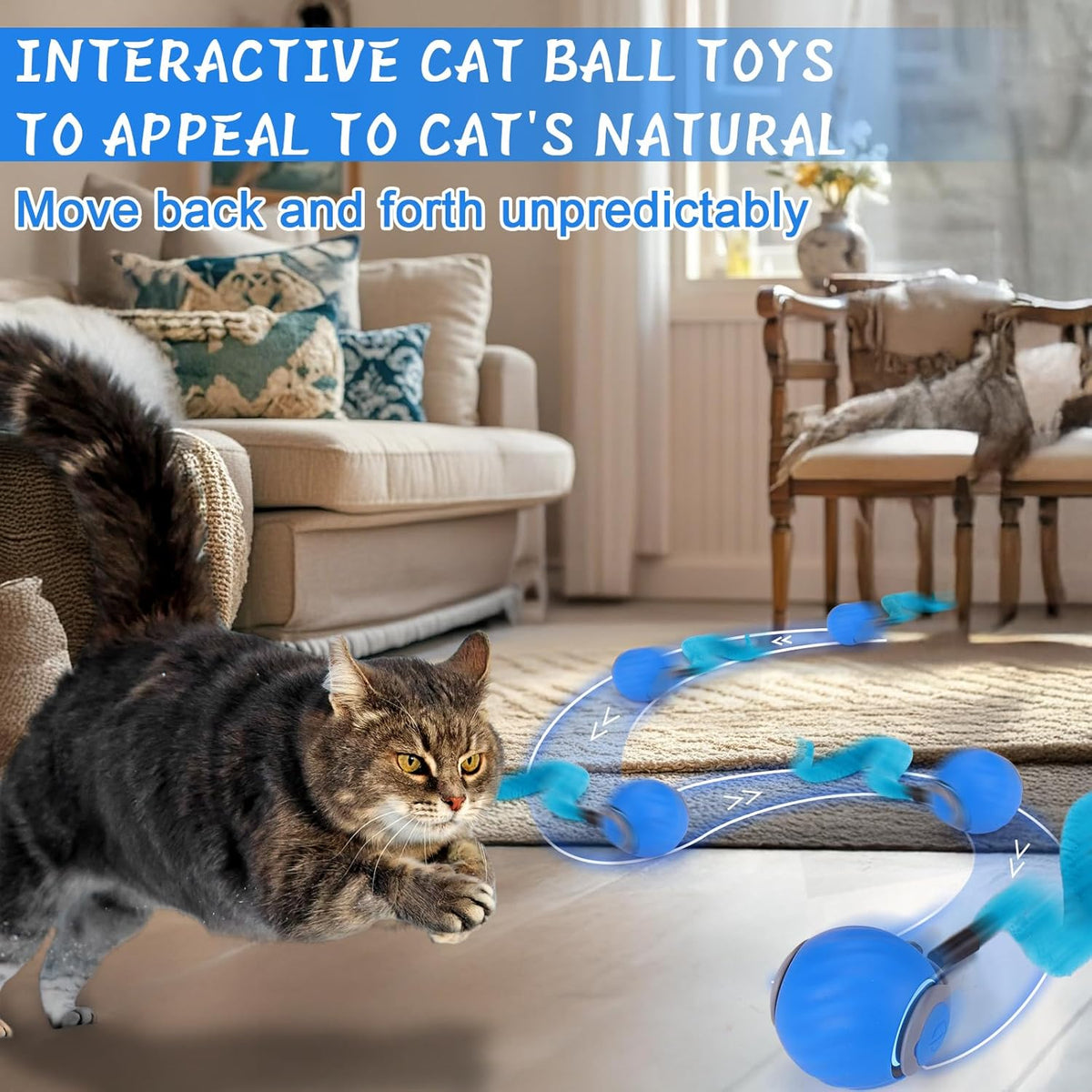 Baborui automatic cat enrichment ball on floor