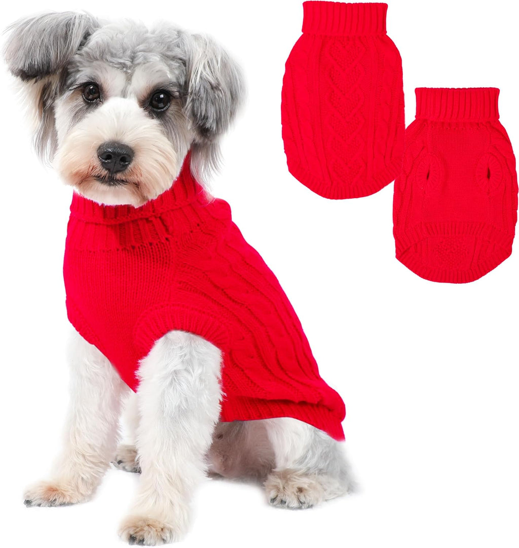 Dog Sweaters for Small Dogs Knit Small Dog Sweater Warm Winter Dog Clothes Girl Turtleneck Puppy Sweater Sleeveless Chihuahua Clothes for Cold Weather Solid Stretchy Pet Cat Outfit (Rose, S) - Image 13