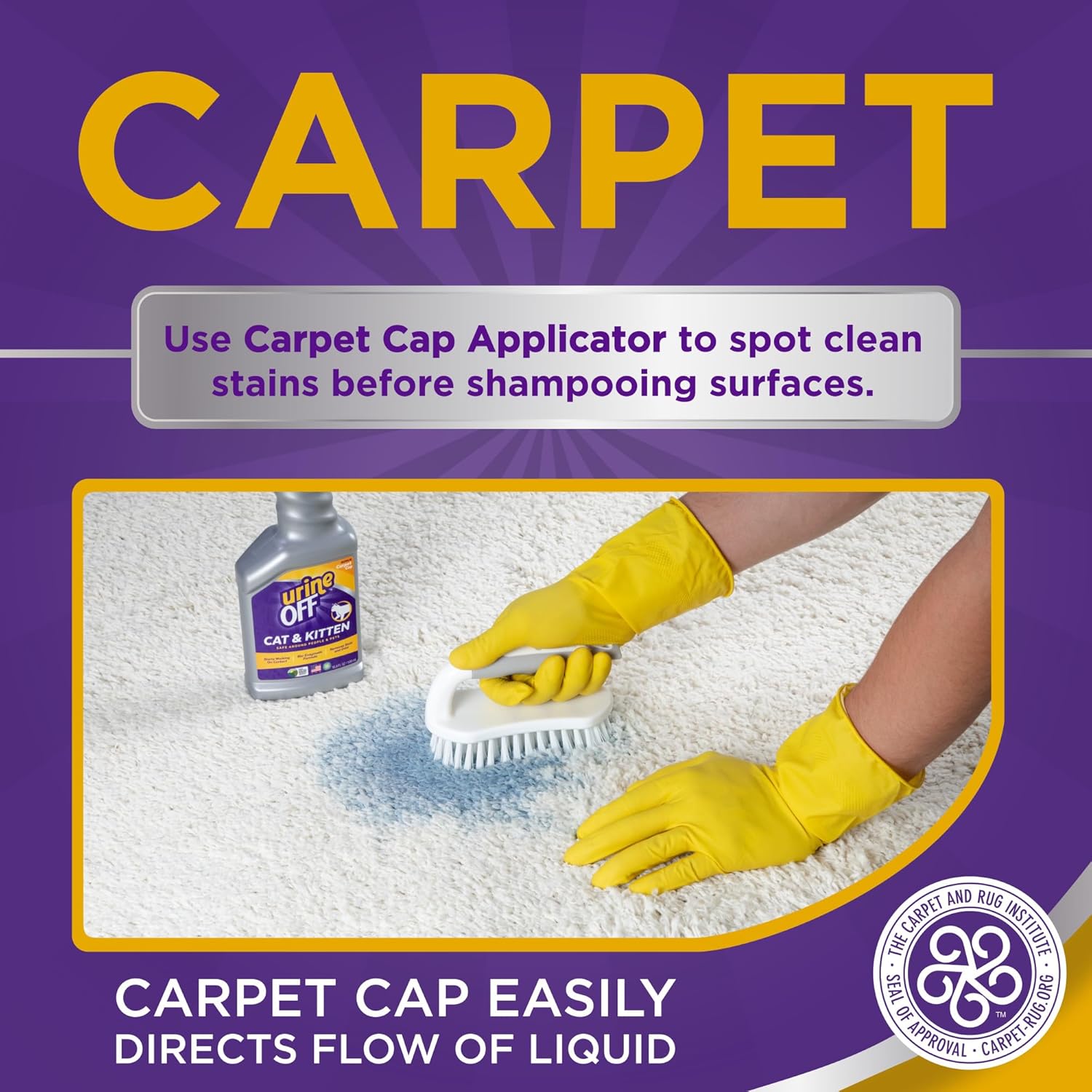 UrineOFF fresh scent cat pee cleaner on home carpet