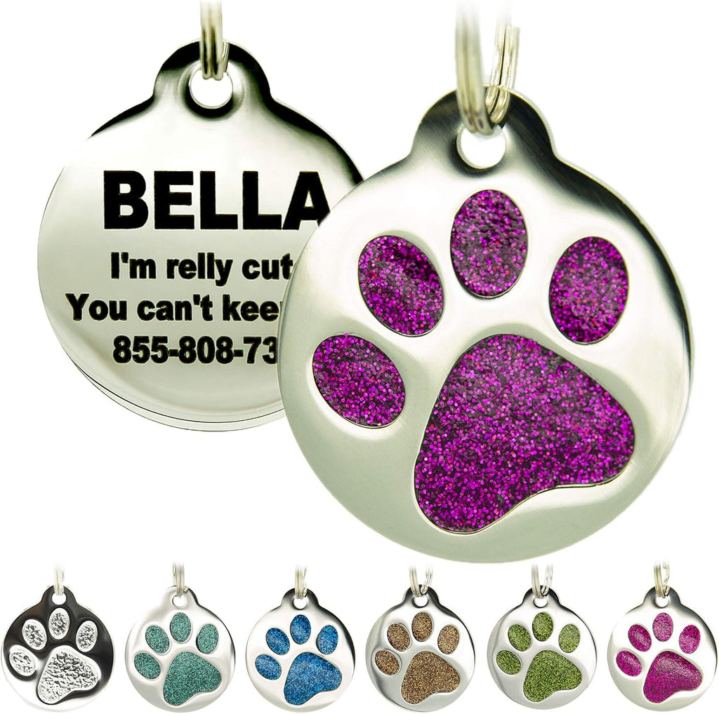 PetANTastic Engraved Cat Tags - Personalized with 4 Lines of Custom Engraved ID, Round Paw Print Stainless Steel Enameled in 6 Colors: Ocean Blue, Aquamarine, Deep Pink, Magenta, Pale Green, Amber - Image 9