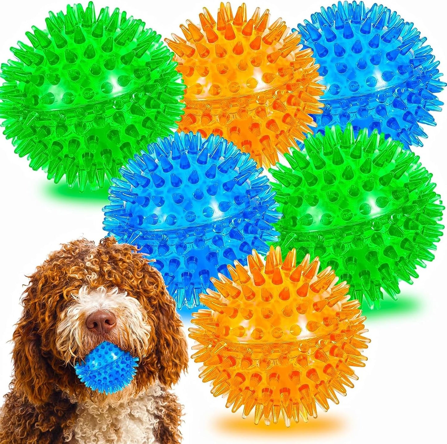 LECHONG 4-Pack Large Squeaky Dog Balls, 4.5" Rubber Spiky Dog Balls for Large Medium Aggressive Chewers Teeth Cleaning, Chew Toy for Training & Boredom Buster - Image 10