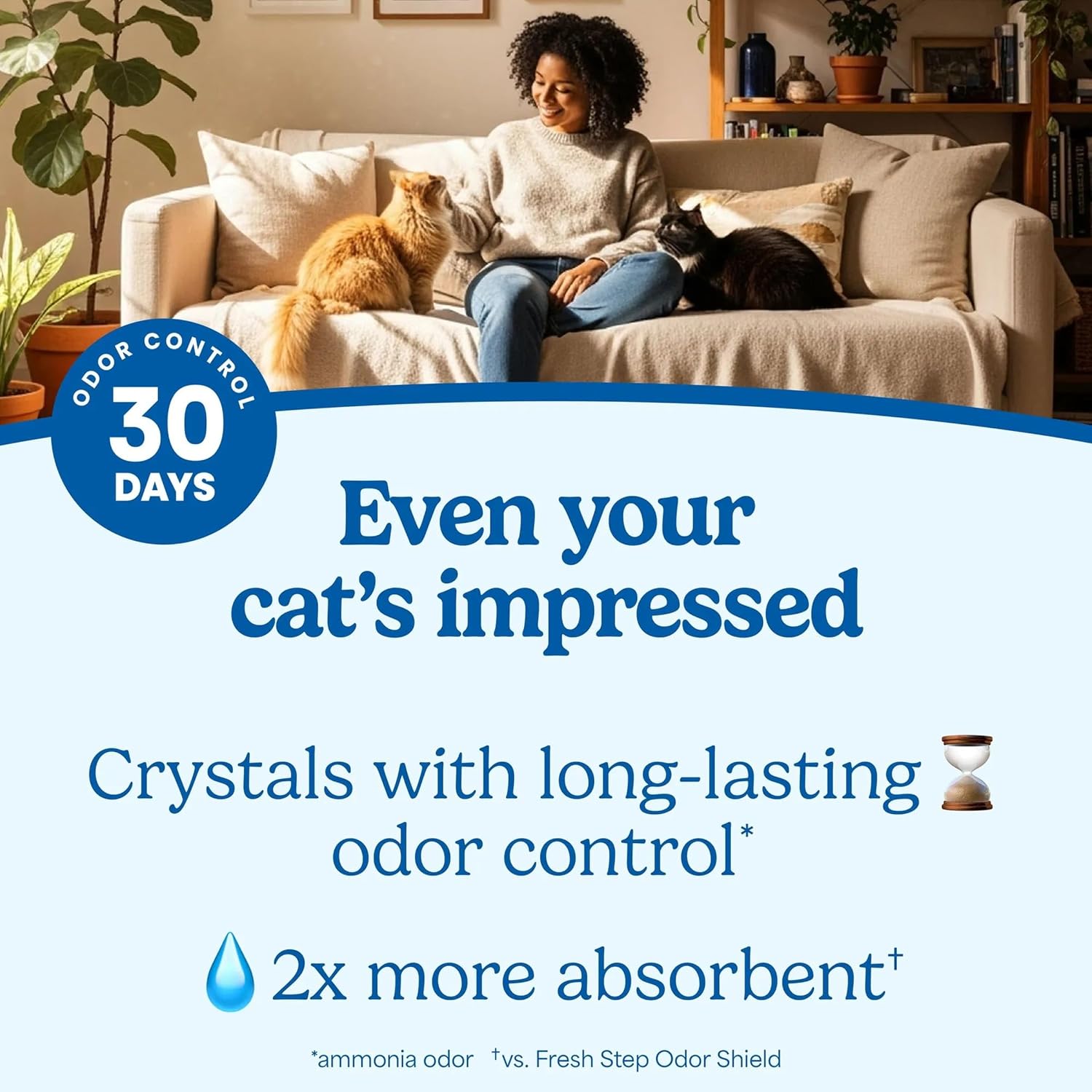Side profile of Fresh Step lightweight crystal cat litter packaging