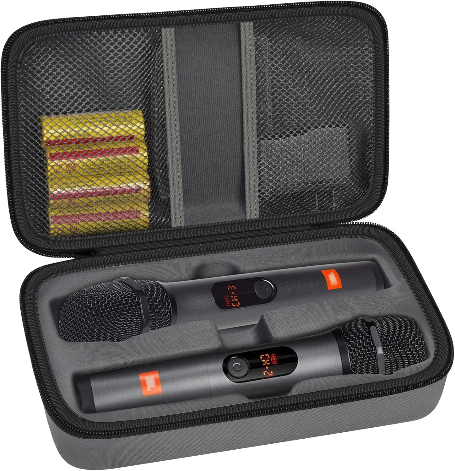 Againmore wireless microphone case front view protective hard shell travel bag