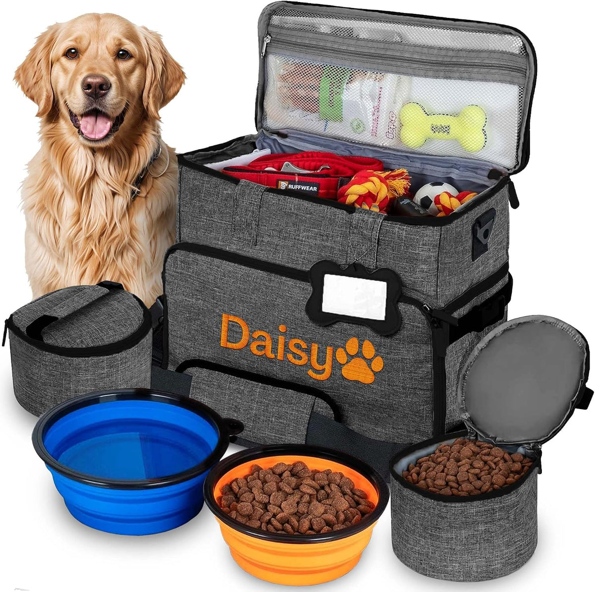 Tidify dark grey customized dog travel bag front view