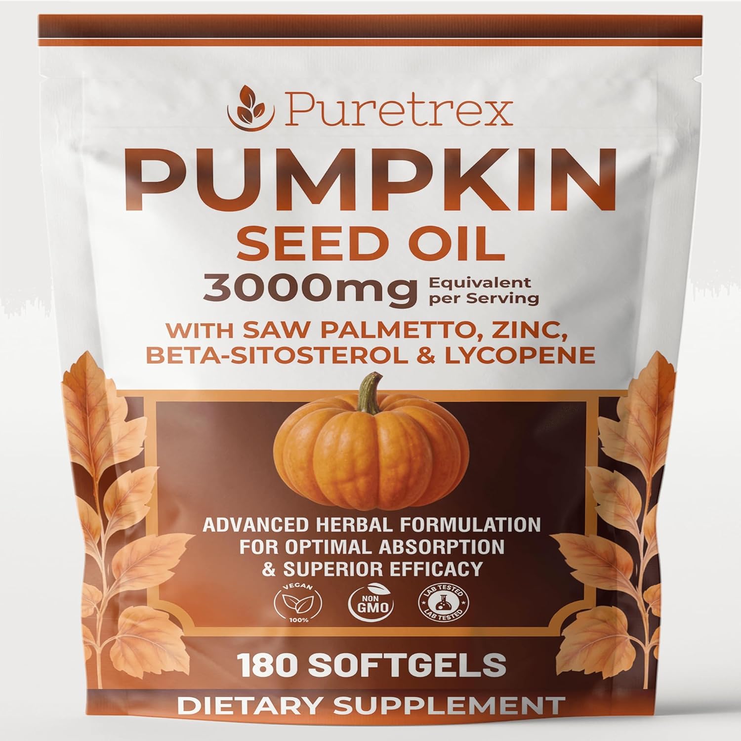 Puretrex Pumpkin Seed Oil 3000mg Complex front view packaging