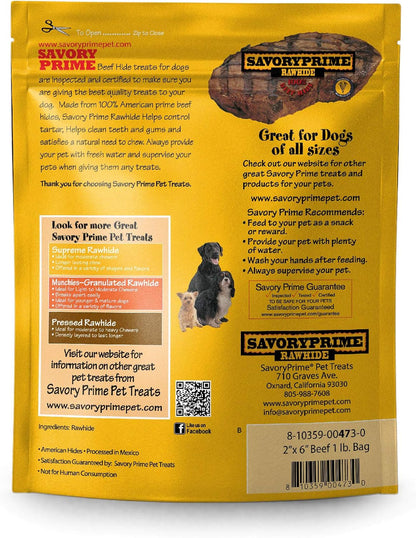 Oven-dried beefhide chew chips for dogs displaying thick natural fiber texture.