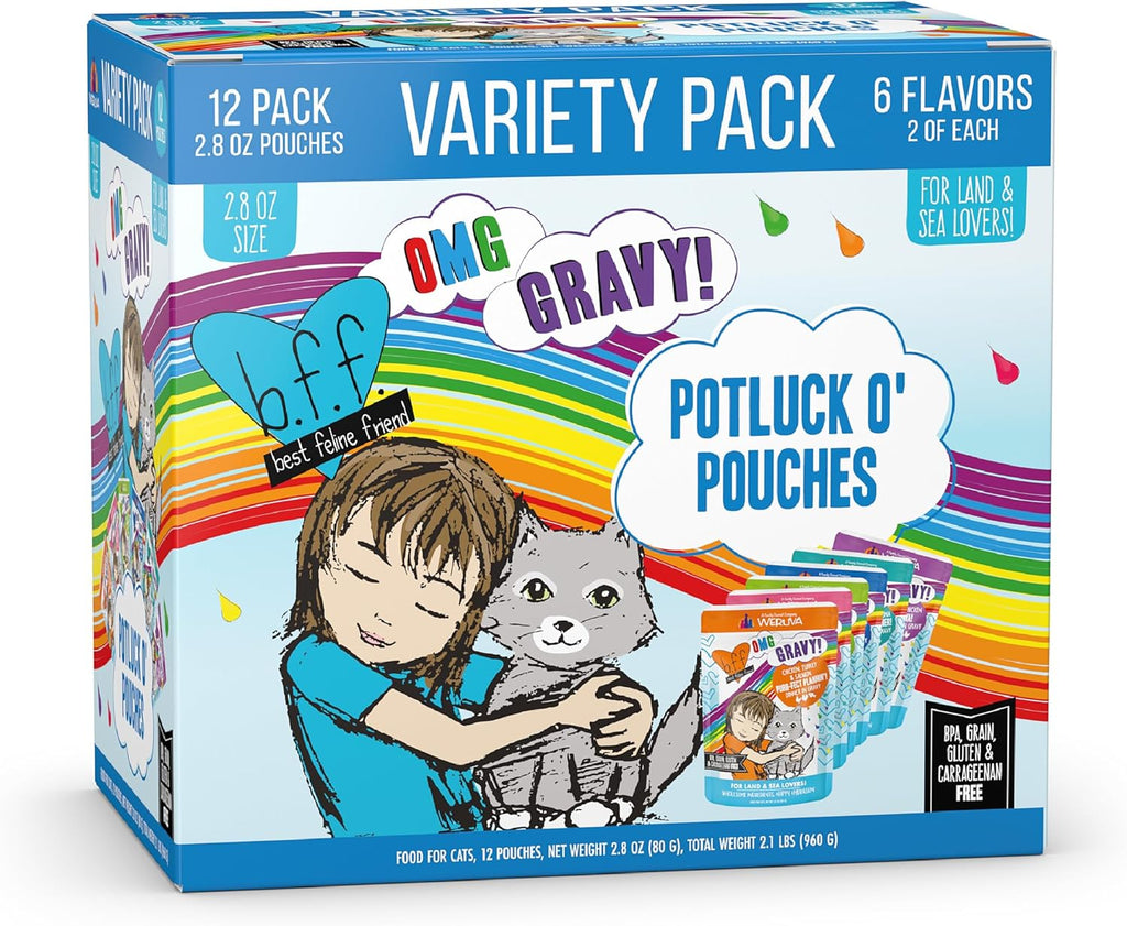 Weruva B.F.F. OMG - Best Feline Friend Oh My Gravy!, Rainbow A Gogo Variety Pack! Cat Food, 3oz Pouch (Pack of 12) - Image 15