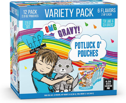 Weruva B.F.F. OMG - Best Feline Friend Oh My Gravy!, Rainbow A Gogo Variety Pack! Cat Food, 3oz Pouch (Pack of 12) - Image 15