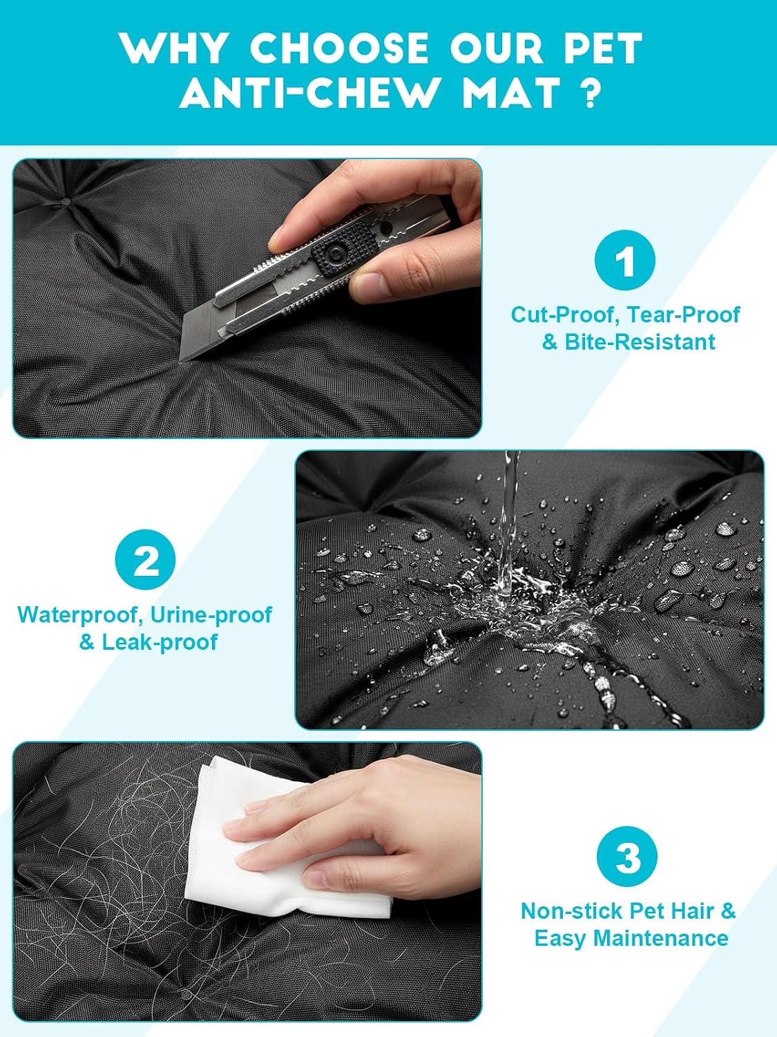 Side profile of Souyiru indestructible dog bed showing foam thickness